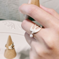 wholesale S925 Sterling Silver Chasing and Flying Bird Pearl Open Ring, New Chinese Style Ancient Charm Niche Elegant Design Swallow Ring-0-2
