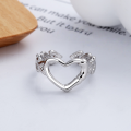 wholesale S925 Sterling Silver European and American Cross-Border Internet Celebrity Trendy Irregular Heart Geometric Open Adjustable Ring for Women-0-2