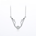 wholesale S925 silver Korean minimalist pendant necklace, Christmas gift set chain with diamond accents, fashionable and unique deer antler collarbone chain-0-0