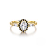 wholesale S925 Sterling Silver Elegant And Luxurious Geometric Round Zircon And Gemstone Engagement Ring, Popular In Europe And America-Gold-Style 3 7