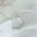 wholesale S925 Sterling Silver Maker's Flying Seagull Necklace, Korean-style Double V Light Luxury Niche W Letter Minimalist Collarbone Chain Jewelry-0-2