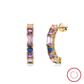wholesale S925 Sterling Silver Multi-Color Zircon Floral Hoop Earrings, Luxury Cute Earrings Direct from Manufacturer-0-99