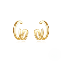 wholesale S925 Sterling Silver Multi-layer Linear Ear Cuff, Earring For No Piercing-Gold 925 silver
