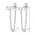 wholesale S925 Sterling Silver Tassel Earrings with Square Zirconia Chain, Minimalist Design in Multiple Colors-0-9