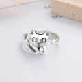 wholesale Metal S925 Sterling Silver, Minimalist Cute Three-Dimensional Cat Design Open Adjustable Ring, Instagram Viral Trendy Index Finger Ring-0-2