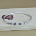 wholesale 9999 Silver Chased Lily of the Valley Blossom Open Bangle for Women, Vintage Pure Silver Literary Niche Fashion Youthful Bracelet-0-0