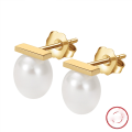 wholesale 925 Sterling Silver Baroque Pearl 14K Gold Earrings, Korean Fashion Minimalist Ear Accessories-0-0
