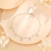 wholesale S925 Sterling Silver Ancient Style Auspicious Cloud Ruyi Anklet for Women, Vintage Minimalist High-End Lucky Longevity Lock Anklet Wholesale-Auspicious Cloud Ruyi Anklet / Approx. 1.45g  925 Silver