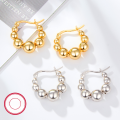 wholesale Sterling Silver S925 Earrings New Arrival Elegant High-end Hoop Geometric Sphere Beaded Earrings for Women Cross-border Exclusive Jewelry-0-0