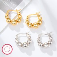 wholesale Sterling Silver S925 Earrings New Arrival Elegant High-end Hoop Geometric Sphere Beaded Earrings for Women Cross-border Exclusive Jewelry-Silver 925 silver