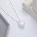 wholesale S925 Sterling Silver Korean Ins Minimalist Style Beaded Chain Mixed with Heart Pendant Simple Collarbone Necklace for Women-0-2