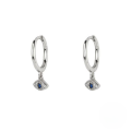 wholesale S925 Sterling Silver trendy retro blue evil eye ear cuff stud earrings, popular in Europe and America-0-6
