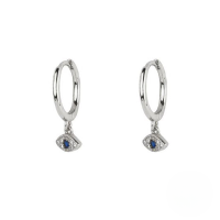wholesale S925 Sterling Silver Trendy Retro Blue Evil Eye Ear Cuff Stud Earrings, Popular In Europe And America-Platinum