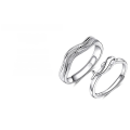 wholesale 925 Sterling Silver Minimalist Fish in Water Couple Rings, Engraved Matching Bands Gift for Girlfriend-0-4