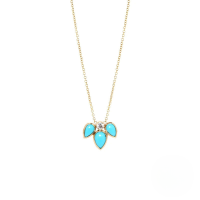 wholesale S925 Sterling Silver Turquoise Teardrop Pendant With Zircon Accent Necklace,-Gold-Style 2 925 Silver