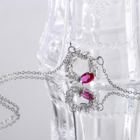 wholesale S925 Silver Pigeon Blood Red Ruby Olive Branch Collarbone Necklace Fancy Color Gold Marquise Diamond Pendant-xb610-copper platinum