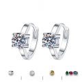 wholesale S925 sterling silver cross-border new four-prong 50-point moissanite earrings for women, high-end ear hoop wholesale-0-0