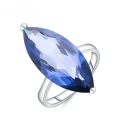 wholesale S925 Sterling Silver Iolite Blue Crystal Ring, High-End European and American Fashion Gemstone Ring-0-0