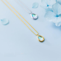 wholesale S925 Silver Water Drop Necklace, Simple and Versatile, Synthetic Gradient Moonstone Pendant Choker D4620-0-3