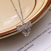 wholesale S925 Sterling Silver Maker's Fashion Hollow Lace Bow Necklace, Small and Exquisite High-End Elegant Collarbone Chain, Gift for Women-Princess Knot Necklace>925 Silver