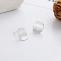 wholesale S925 Sterling Silver Brushed Textured Irregular Ellipse Concave-Convex Ear Studs for Fashionable Commuting and Luxury Style-0-1
