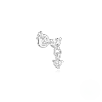 wholesale S925 Sterling Silver With White Gold Plating, Daily Wear Flat Back Threaded Ear Bone Stud Featuring Zircon Accents-Single platinum #1