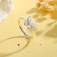 wholesale S925 Sterling Silver Light Luxury Minimalist Butterfly Ring for Women, Small and Unique Design, Elegant and Versatile Sweet Stackable Adjustable Finger Ring-Light luxury psylocke sterling silver ring/approximately 1.74g&gt;JZ015954 sterling silver