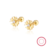 wholesale S925 Sterling Silver Zircon Geometric Cross Screw Ear Stud, Trendy and Exquisite Small Ear Cartilage Earring-Gold 925 silver