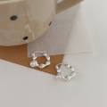 wholesale S925 Sterling Silver Geometric Irregular Vintage Swarovski Pearl Ear Clips for Women, Korean Style Versatile Earrings-0-2