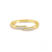 wholesale S925 Sterling Silver Single Row Geometric Zircon Ring With Zircon Accent, Minimalist Korean Style Ins Chic-Gold-Style 3 7