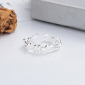 wholesale S925 Silver Fashion European and American Irregular Lines Minimalist Ins Style Versatile Open Ring-0-1
