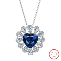 wholesale S925 Sterling Silver Vintage-inspired Elegant Heart Blue Gemstone Necklace for Women-0-0