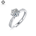 wholesale 925 Silver Korean Style Elegant and Fashionable High-End Ring for Women, Small Niche Moissanite Adjustable Live Opening Ring-0-1