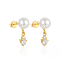 wholesale S925 Sterling Silver Irregular Trapezium Zircon Pearl Earrings, Amazon's Bestselling Versatile Fashion Earrings-Gold#4 925 silver