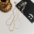wholesale S925 Sterling Silver Flat Snake Chain Ins Minimalist Style Blade Chain Fashion Women's Necklace Light Luxury High-End Collarbone Chain-0-3