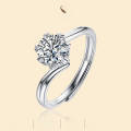 wholesale S925 silver rhodium-plated with moissanite snowflake twist shank women's ring new style silver jewelry in stock-0-0