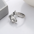 wholesale S925 silver retro artistic distressed national trend koi ancient style creative design fashionable versatile open ring-0-2