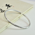 wholesale Solid 999 Silver Retro Antique Small Fish Pattern Bracelet, Pure Silver Solid Minimalist Literary Unisex Student Adjustable Bangle-0-1