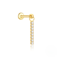 wholesale S925 Sterling Silver Ultra-sparkling Zircon Encrusted Delicate Small Flat-head Threaded Ear Cartilage Stud, Cross-border Hot-sale-Single gold #6