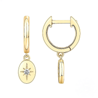 wholesale S925 Sterling Silver Geometric Octagonal Star Pearl And Zircon Accent Lock Drop Earrings-Gold#1 925 Silver