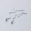 wholesale S925 Sterling Silver Women's Minimalist Round Bead Light Bead Ear Thread Wholesale Small Silver Ball Ear Drops Long Ear Chain Women E1127-0-1