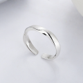 wholesale S925 Sterling Silver Korean Style Minimalist Twist Open Adjustable Ring with English Inscription for Index Finger-0-0