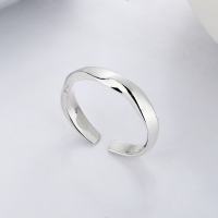 wholesale S925 Sterling Silver Korean Style Minimalist Twist Open Adjustable Ring with English Inscription for Index Finger-YJ536/approx. 3.2g Adjustable opening