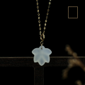 wholesale 18K gold with certificate, natural Hetian jade pendant wholesale, AU750 jade maple leaf white jade small pendant accessory-0-1