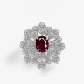 wholesale S925 silver new 2ct oval-shaped lab-grown ruby 7*9 hand bouquet ring with luxurious full diamond setting-0-0