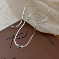 wholesale S925 Sterling Silver Bow Snake Chain Necklace for Women, 2025's Bestselling Niche High-End Luxury Collarbone Chain-0-3