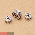 wholesale S925 Sterling Silver Vintage Wealth Coin Spacer, Thai Silver Accessories for DIY Red Cord Braided Crystal Bracelet Jewelry-0-3