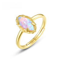 wholesale S925 sterling silver new fashion trendy opal colorful ring, niche vintage lace ring manufacturer wholesale-10K gold + swimming paint>Adjustable opening