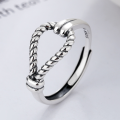 wholesale S925 Sterling Silver Korean Minimalist Geometric Irregular Line Open Ring for Men and Women-0-1