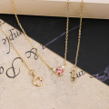 wholesale 9k Gold Pink Tourmaline Necklace, Yili Jewelry Summer New Collection, Small Batch Fresh and Cute Style Forest Theme-0-3